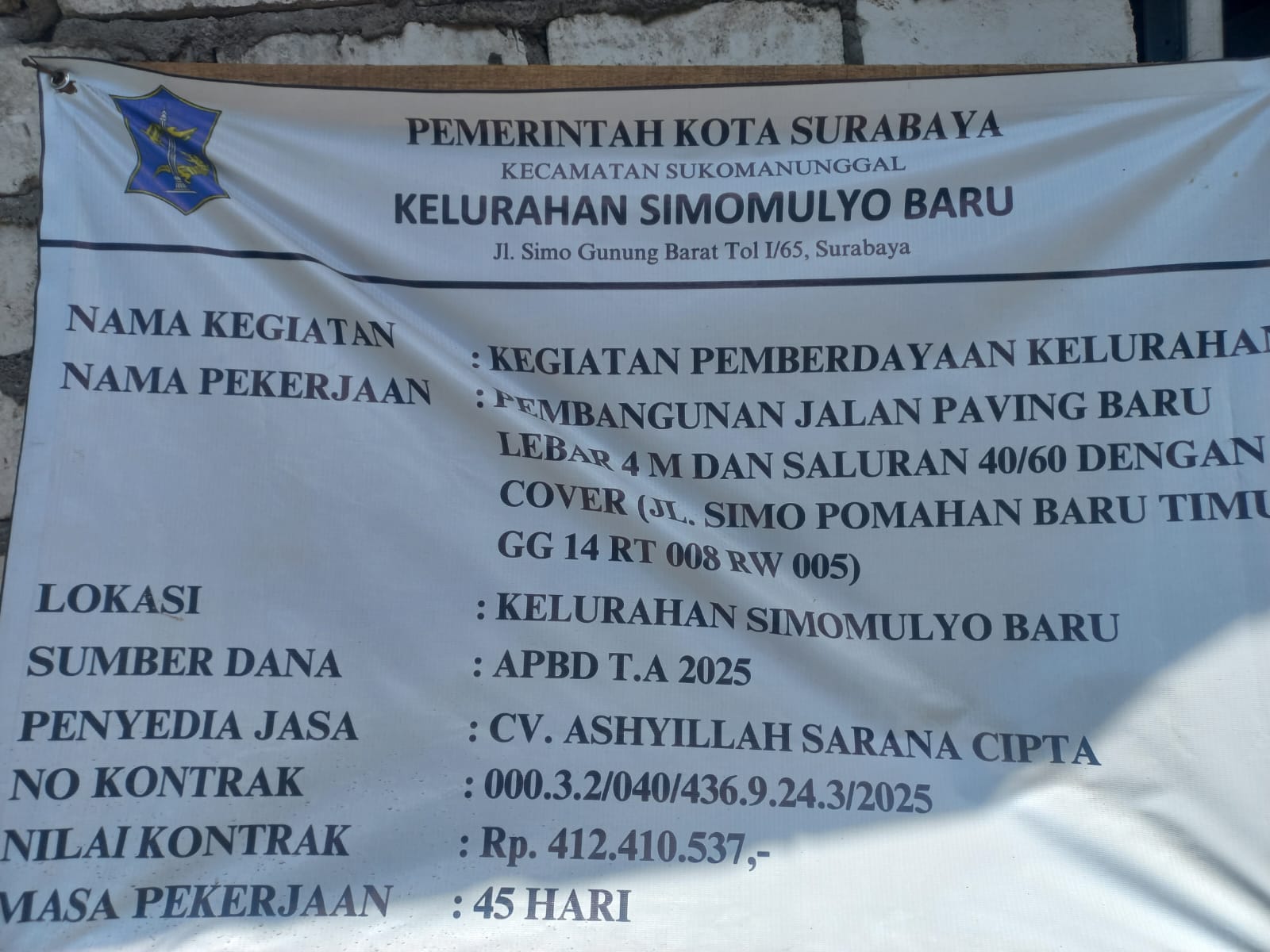 Foto: pekerjaan Simomulyo baru