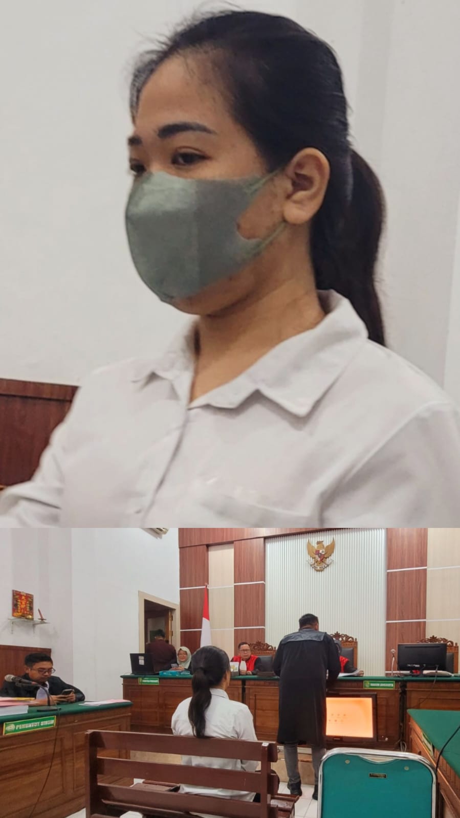 Foto; pembacaan eksepsi oleh penasehat pembela