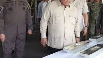 Presiden Prabowo Subianto dalam acara penyerahan aset sitaan kasus korupsi timah di Pangkalpinang.
