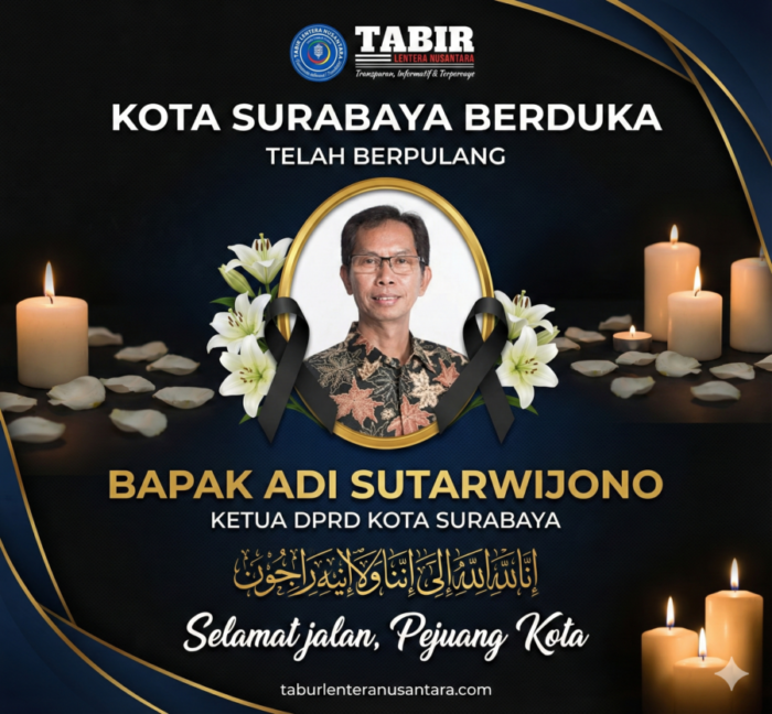 berita duka Adi Sutarwijono Ketua DPRD Kota Surabaya yang meninggal dunia pada Selasa malam (10/02/2026).