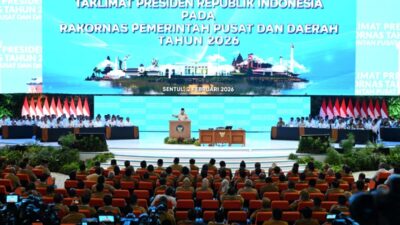 Presiden menyampaikan taklimat pada Rakornas Pemerintah Pusat dan Daerah 2026