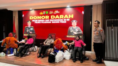 Sambut Hari Bhayangkara ke-80, Polres Pelabuhan Tanjung Perak Gelar Aksi Donor Darah, Kumpulkan 78 Kantong Darah. 