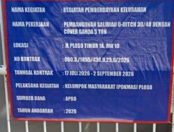 Proyek Pokmas kelurahan Ploso Diduga Garap Asal-Asalan, Spesifikasi U-Ditch Berubah jadi Cor Manual